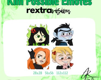 Hand- Drawn Inspired Kim Possible Emotes for Twitch | Gaming