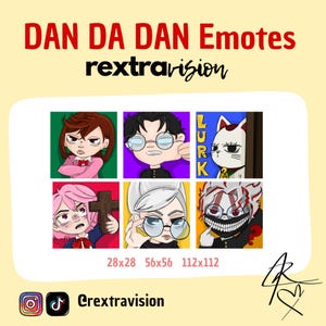 Hand- Drawn Twitch Emotes inspired by Dan Da Dan | Emote Set | Gaming Emotes | Anime Inspired Emotes