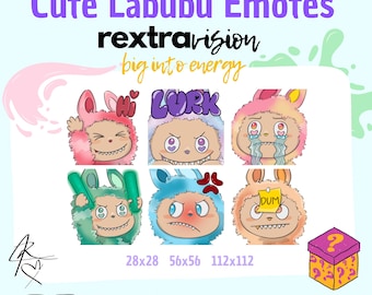 Labubu Inspired Twitch Emotes: Hand-Drawn Fan Art (PNG Format)