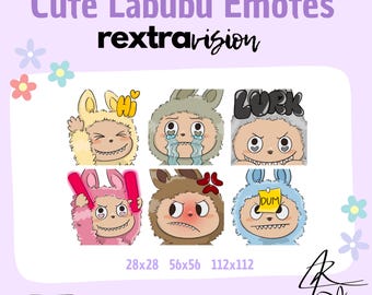 Labubu Inspired Twitch Emotes: Kawaii Gaming Emote Set (PNG)