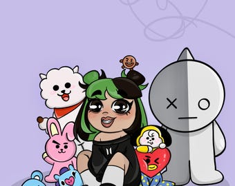 I will draw you in Chibi Style with BT21!!