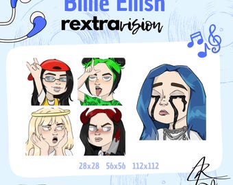 Billie Eilish Twitch Emotes: Hand-Drawn Emote Set