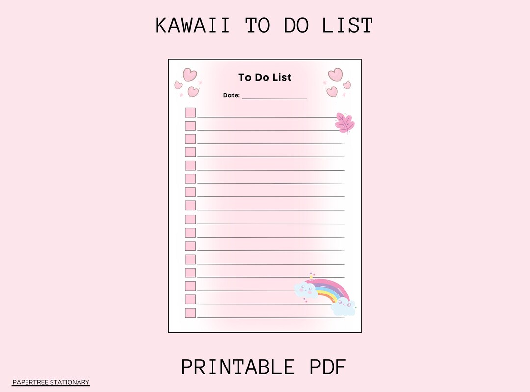 Kawaii to Do List Printable PDF Todo List Instant - Etsy