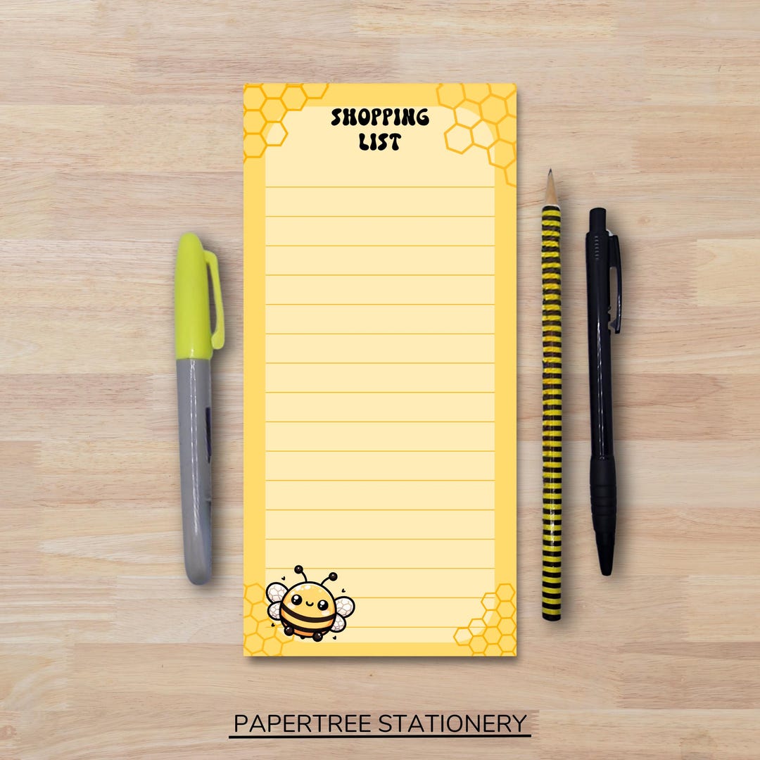 Cute Bee Notepad DL Shopping List Handmade 50 Pages Kawaii Bumble Bee ...
