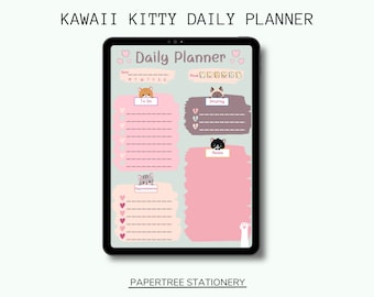 Kawaii Kitty Daily Planner | Cute Undated Schedule (PDF)