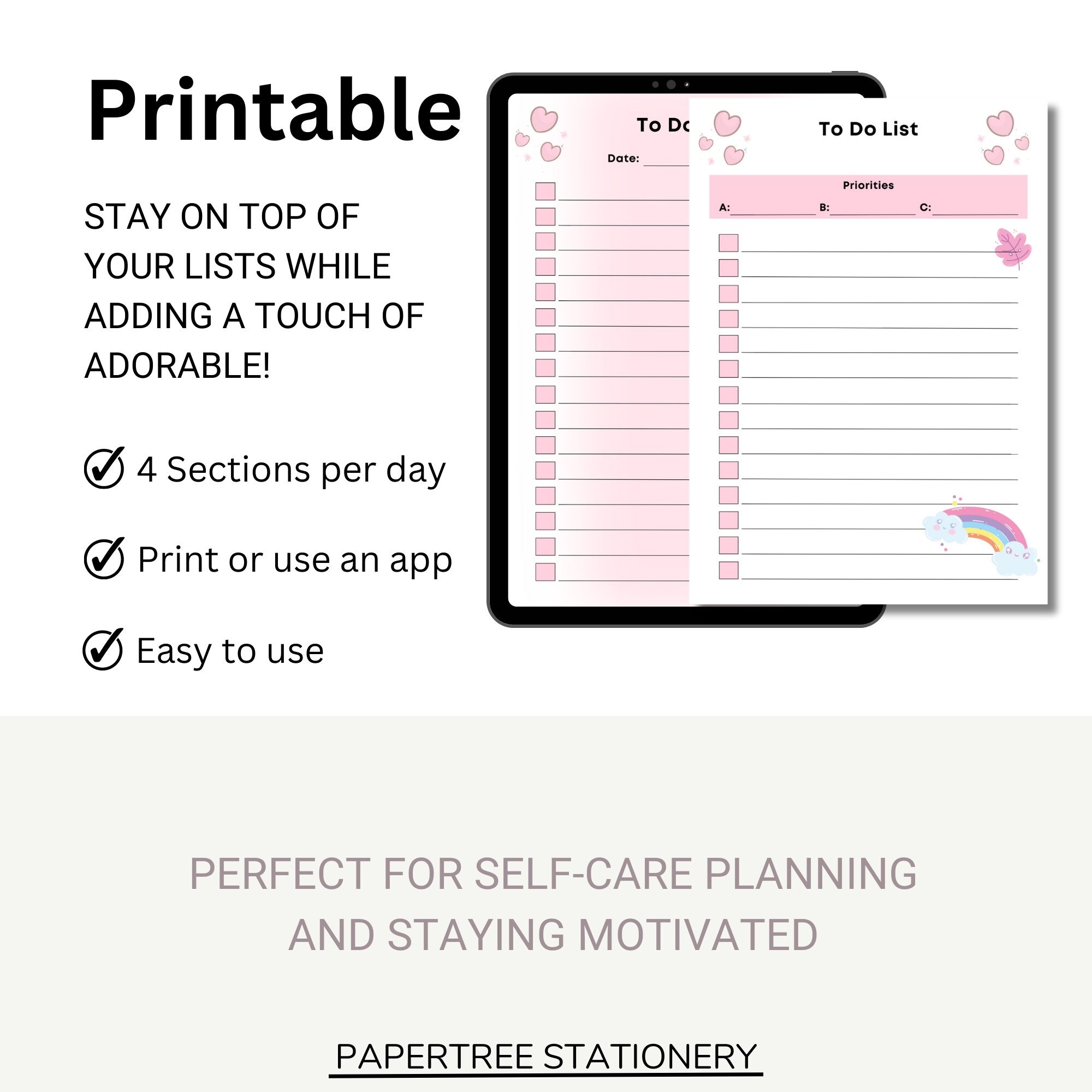 Kawaii to Do List Printable PDF Todo List Instant Download Cute ...