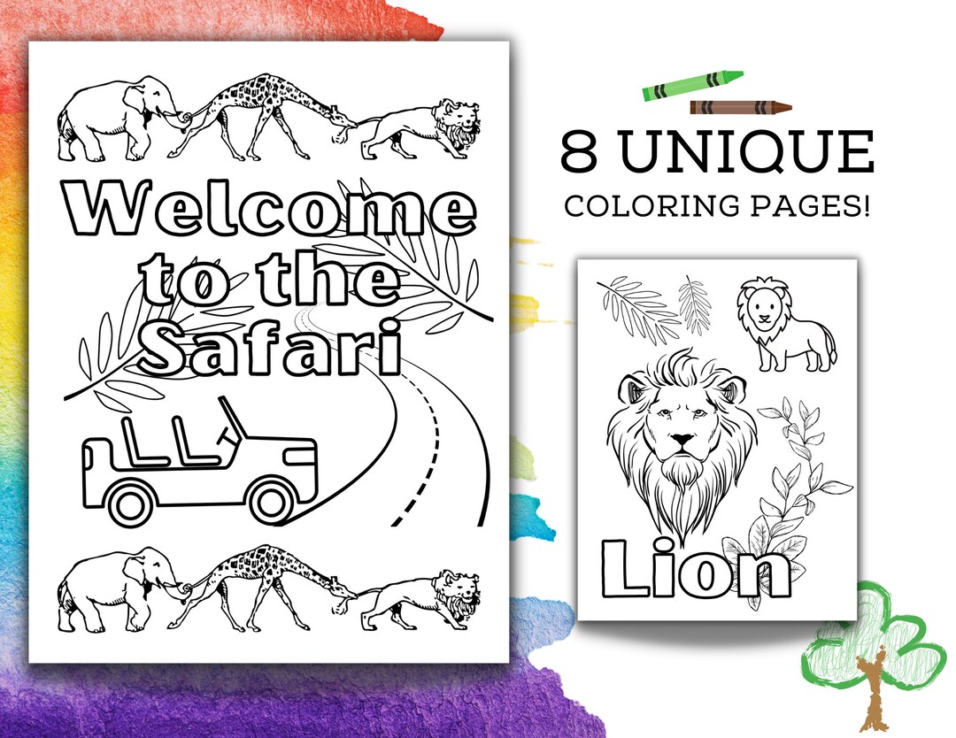 Safari Animal Coloring Pages for Kids Party Birthday Activities Jungle