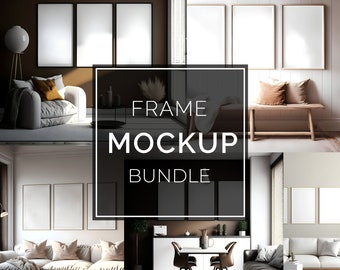 Mockup Bundle 6 Pack, Mockup Frame, Boho Mockup, Frame Mock Up, Wood Frame Mockup, Wall Art Mockup, Poster Mockup, Styled Mockup, Photo