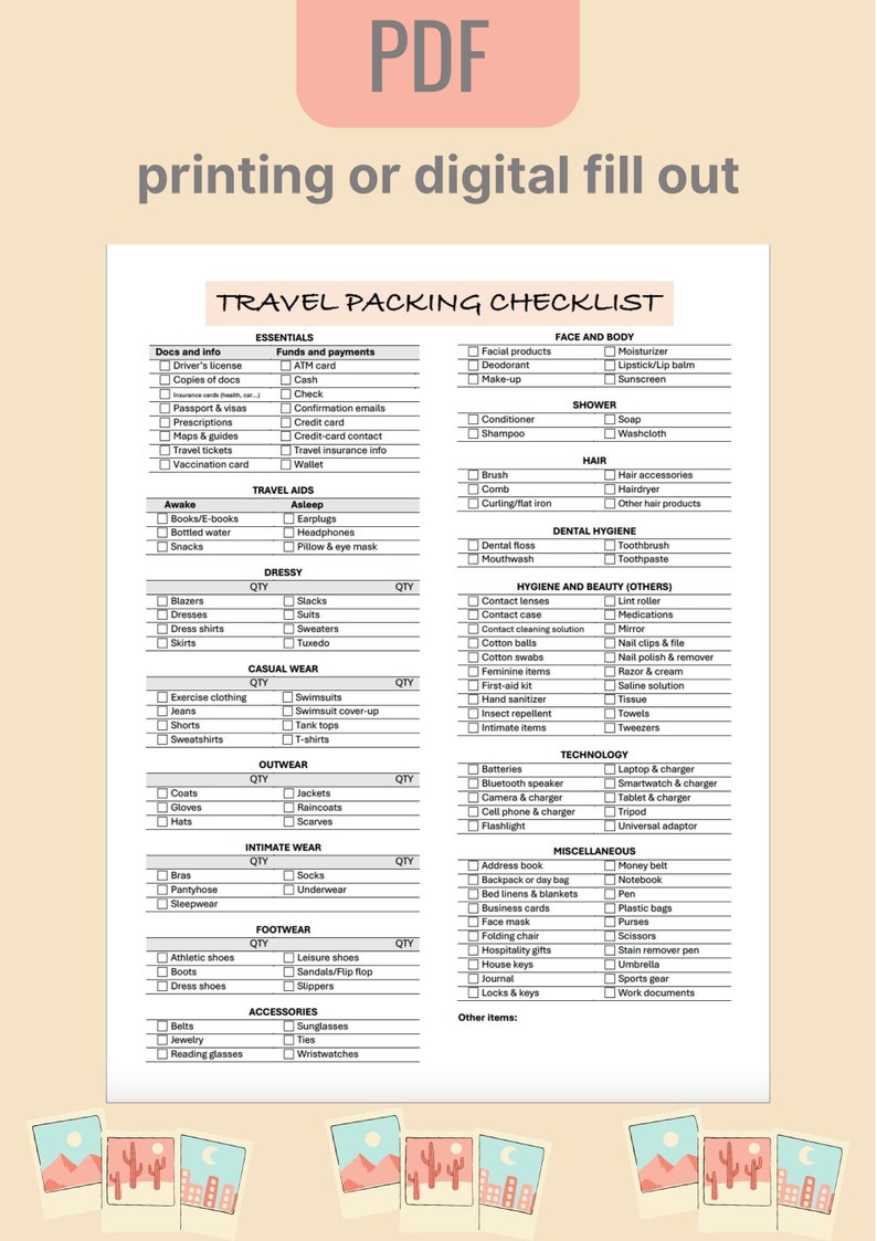Printable Travel Checklist the Ultimate Travel Checklist Packing List