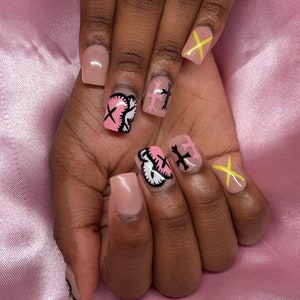 Graphic Nails | Custom Design | All sizes & Length | Acrylic Nails |Gel Polish Set | Press On Nails | Reusable |