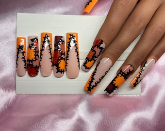 Halloween Press On Nails: Bob Wire, Reusable Acrylic Square Nails