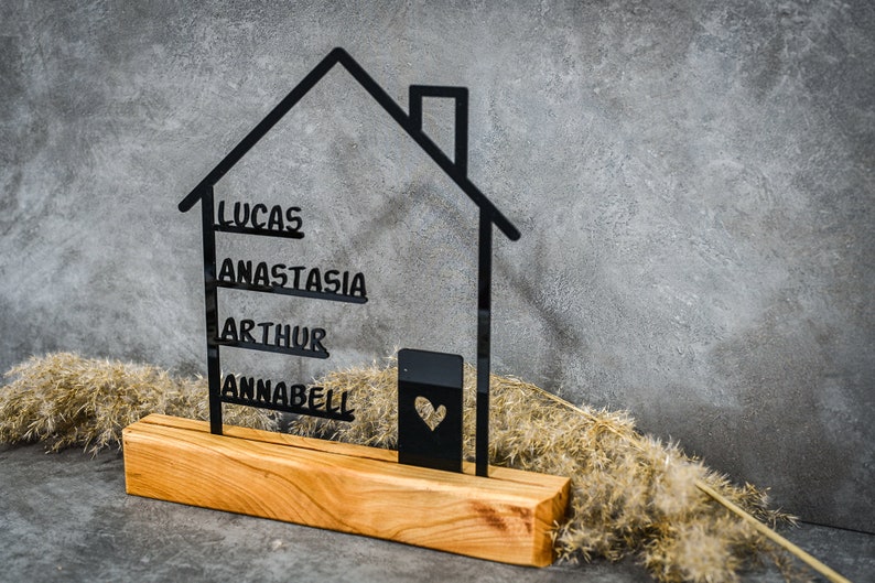 House personalized with name Decorative house made of acrylic in black or white Gift for your partner Housewarming gift image 2