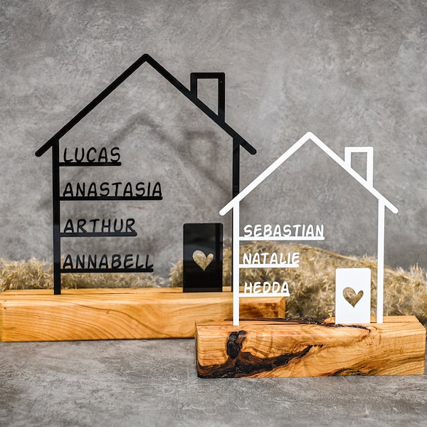 Haus mit Namen personalisiert | Dekohaus aus Acryl in schwarz oder weiß | Geschenk für den Partner | Geschenk zum Einzug