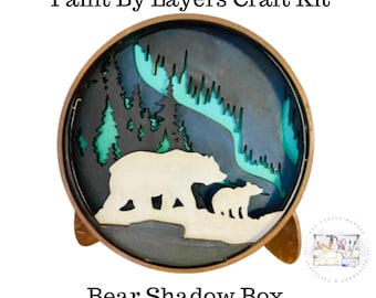 Bear Shadow Box - Wooden paint by layer kit