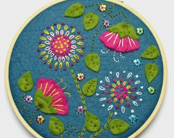 Tropical Flowers Appliqué Hoop Craft Kit