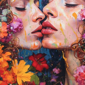 Kiss Art Print Couple Print Love Print  Kissing Couple Poster Wall Art Romantic Art Wall Print, Digital download  instant download