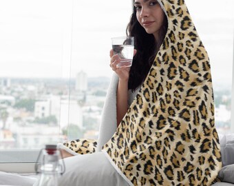Manta con capucha unisex con estampado de leopardo de Marilyn. Regalo acogedor para adultos y adolescentes, ropa de estar en casa, decoración del hogar, manta de viaje, cumpleaños y Navidad.