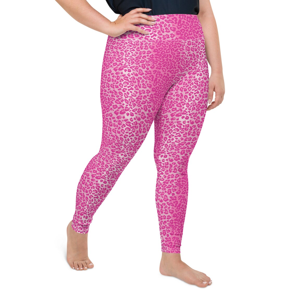 Betsey Hot Pink Leopard Print Plus Size Leggings For Everyday Yoga And betsey-hot-pink-leopard-print-plus-size-leggings-for-everyday-yoga-and