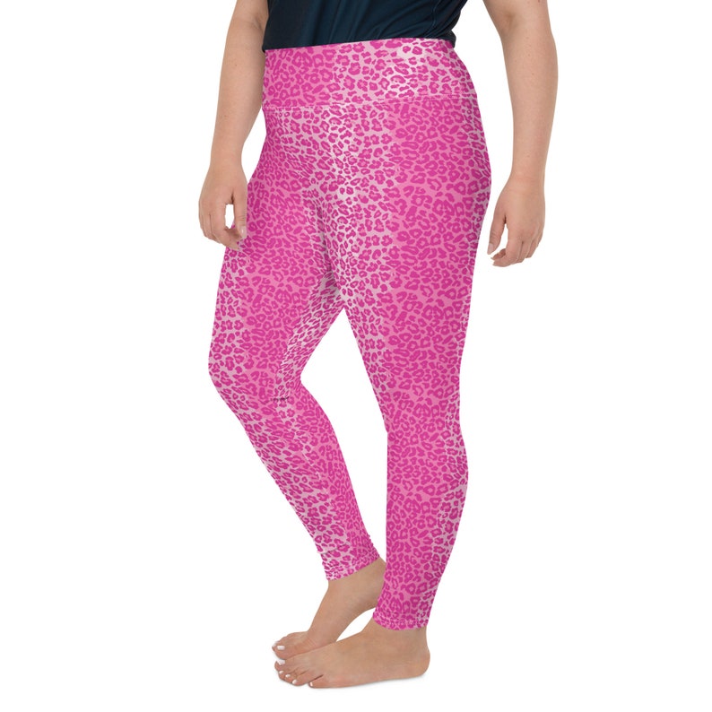 Betsey Hot Pink Leopard Print Plus Size Leggings For Everyday Yoga And betsey-hot-pink-leopard-print-plus-size-leggings-for-everyday-yoga-and
