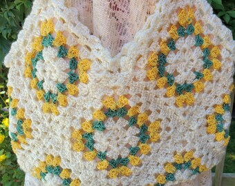 10 pc Granny Square Crocheted Buttercup Purse Vintage Estate Yarn Bag Lined OOAK