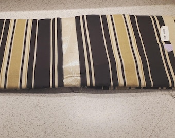 6 yd TOMMY BAHAMA Black Multi Tan Stripe Cotton Blend Med Upholstery Fabric 54"