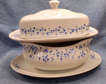 Sheffield Rhapsody 503 Gravy Boat Underplate and Covered Butter Dish Set  Floral