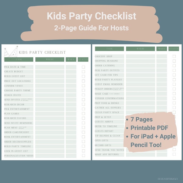 Kids Birthday Party Checklist - Etsy