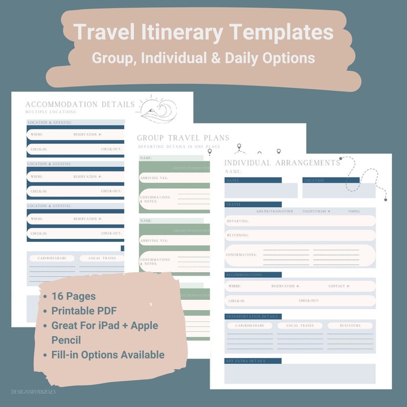 Travel Itinerary Templates Etsy