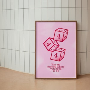 Impresión 444, Cartel de números de ángel, Cartel rosa, Arte de pared de dados, Impresión espiritual, Decoración espiritual del hogar, Afirmación positiva, Descarga digital