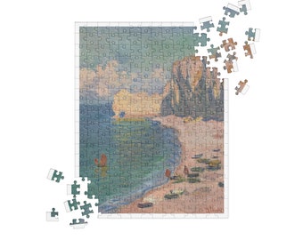 Monet Coastal Landscape Jigsaw Puzzle | The Beach and the Falaise d’Amont