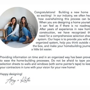 New Home Build Selection Sheet Guide PDF - Etsy