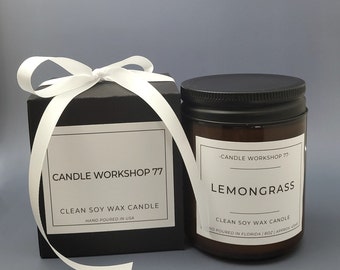 Lemongrass Candle, Aroma candle, Aromatherapy candle, Soy candle, Housewarming gift, Gift, Lemongrass, Scented candle, Anniversary gift