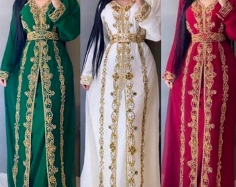 Vendita ! Marrone marocchino Dubai caftano Farasha Abaya abbigliamento africano damigella d'onore arabo abbigliamento da festa Abiti da sposa caftano Forma includono sciarpa per la testa