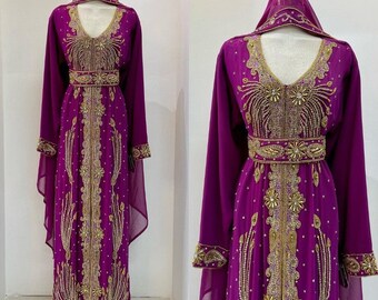 Sale Brown Moroccan Dubai kaftans Farasha Abaya African Attire Bridesmaid Arabic party wear Wedding Caftans Forma Dresses Free Head Scarf