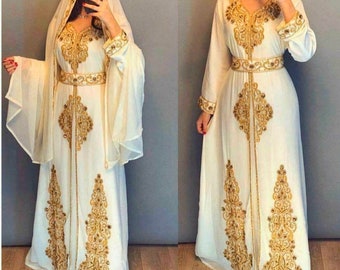 Vendita ! Marrone marocchino Dubai caftano Farasha Abaya abbigliamento africano damigella d'onore arabo abbigliamento da festa Abiti da sposa caftano Forma includono sciarpa per la testa