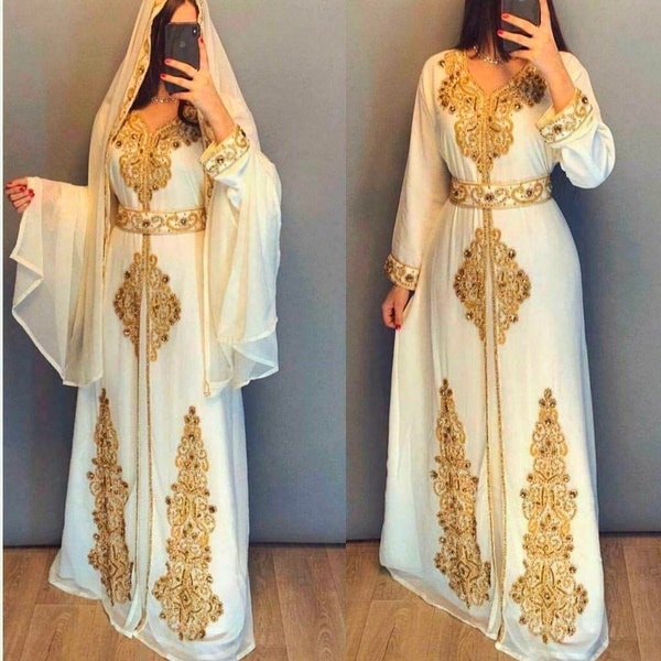 Promo ! Caftan marocain marron dubaï Farasha Abaya tenue africaine demoiselle d'honneur arabe tenue de soirée caftan de mariage robes forma y compris foulard