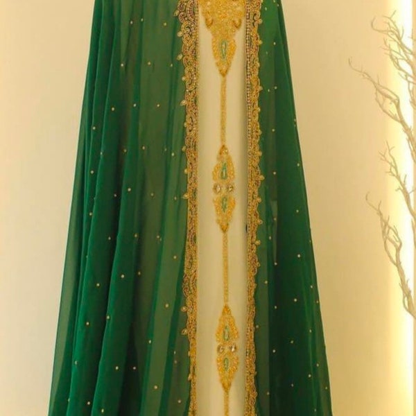 Sale ! Brown Moroccan Dubai kaftan Farasha Abaya African Attire Bridesmaid Arabic party wear Wedding kaftan Forma Dresses Include Head Scarf