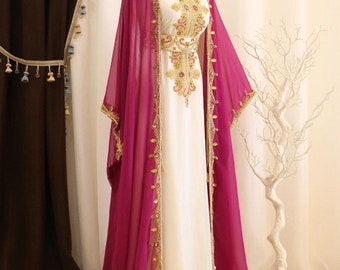 Angebot ! Braun Marokkanisch Dubai Kaftan Farasha Abaya Afrikanische Kleidung Brautjungfer Arabisch party wear Hochzeit Kaftan Forma Kleider Inklusive Kopftuch