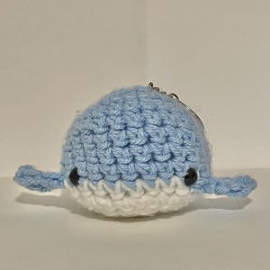 Crochet handmade whale plushie keychain