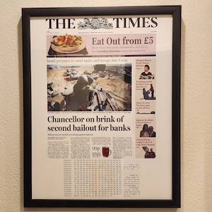 The Times 03/Jan/2009 & Bitcoin Genesis Block 17x22&quot; Framed