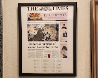 The Times 03/Jan/2009 & Bitcoin Genesis Block 17x22" Framed