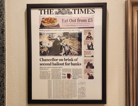 The Times 03/jan/2009 & Bitcoin Genesis Block 17x22