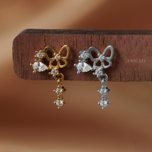 Butterfly Cartilage Earring - Helix Earring - FlatBack Stud - Titanium Earrings - Nap Earrings - 16G Labret Stud - Gold Labret Stud - Conch