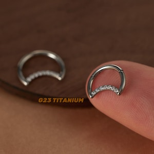 16G Moon Daith Earring - Small Hoop Earring - Septum Jewelry - Seamless Ring - Hinged Hoop Earrings - Nose Ring - Cartilage Hoop - Titanium