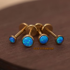 Blauer Opal Piercing Schmuck - Nasenpiercing - Tiny Piercings - 2 mm-4 mm - Helixohrring - 16G Labret - Knorpelstecker - Helix - Tragus