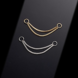 Double Chain Drop Earring, Industrial Piercing Chain, Tiny Chain Attachment, Cartilage Dangle Charm Helix & Conch Piercing