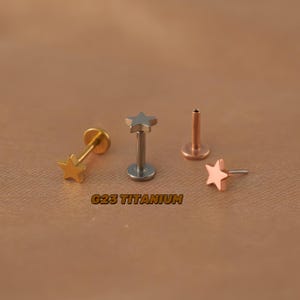 Star cartilage earring - titanium labret stud - helix earring - tragus stud - conch earring - 16g cute star stud earring - tiny stud earring