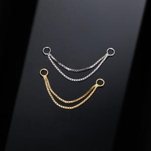 Catena per orecchini doppia - Catena per piercing - Catena industriale - Catena a elica - Catena a conchiglia - Ciondoli per orecchini - Argento sterling 925 - Catene in oro