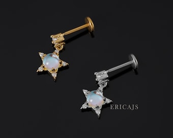 Star Cartilage Earring: Titanium Flat Back, Cubic Zirconia