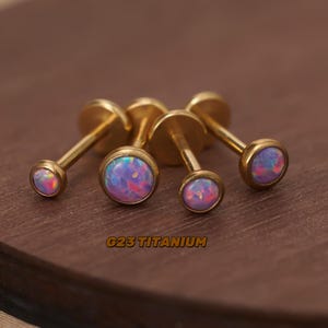 Tiny Purple Opal Piercing Jewelry - Flat Back Earring - Helix Earring - Forward Helix - Nose Stud - Push Pin Labret Stud - Small Stud